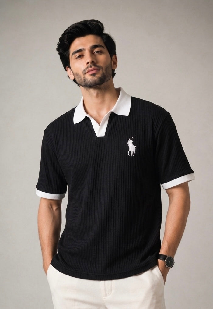 RIB KNIT POLO