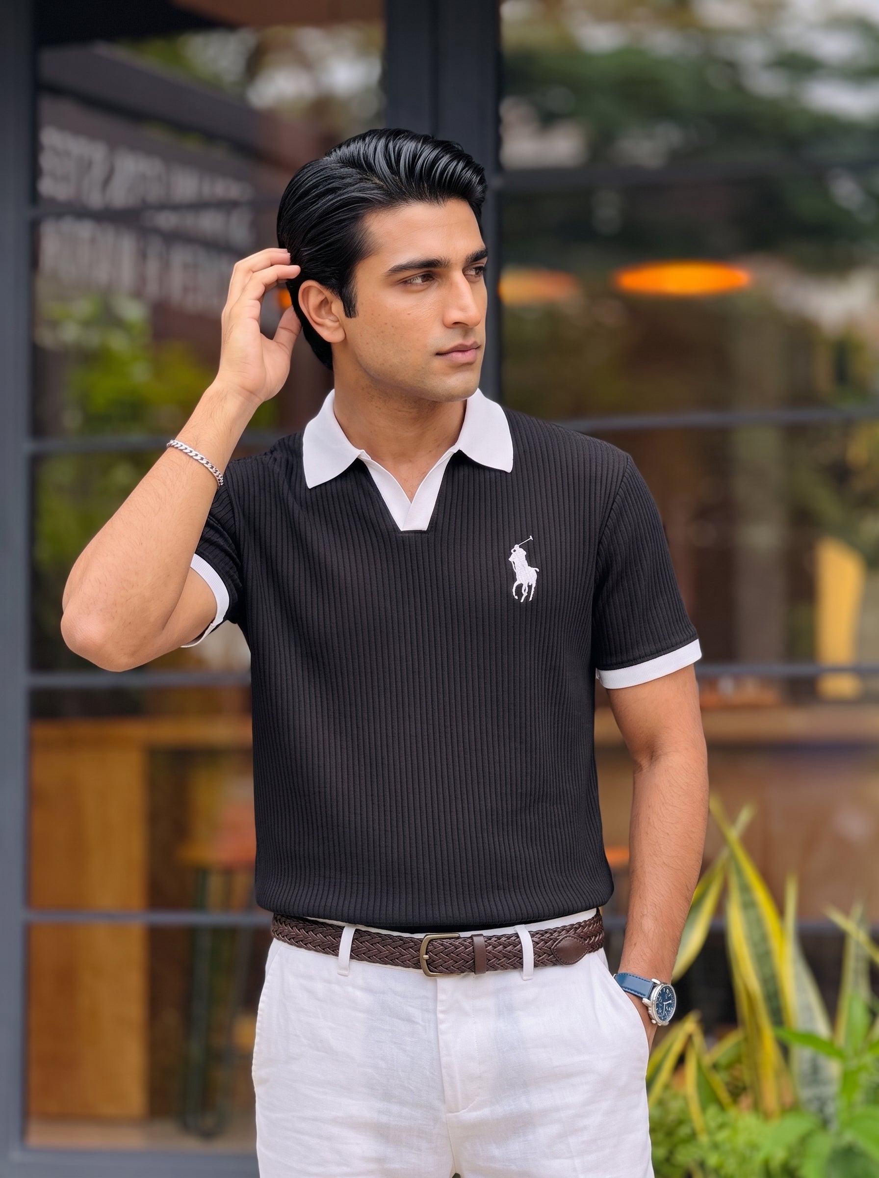 RIB KNIT POLO