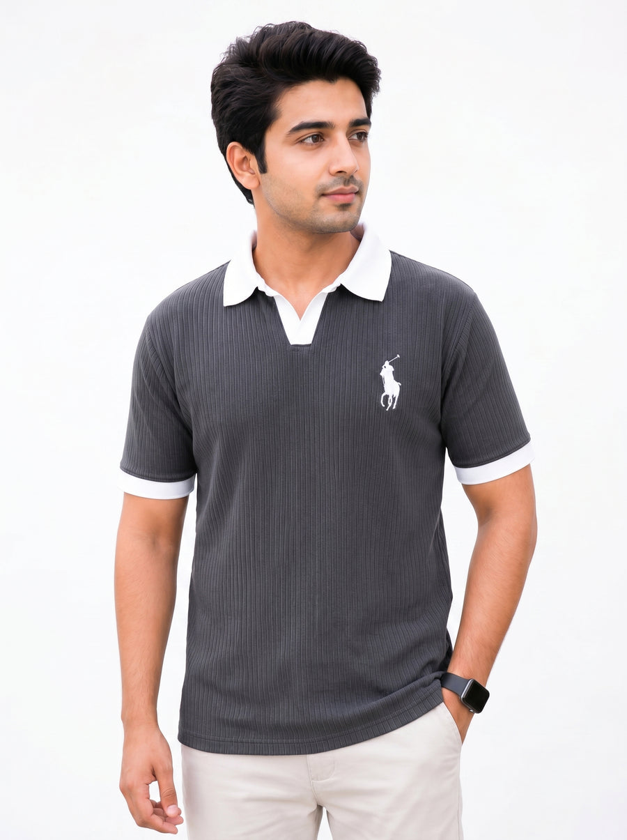 RIB KNIT POLO