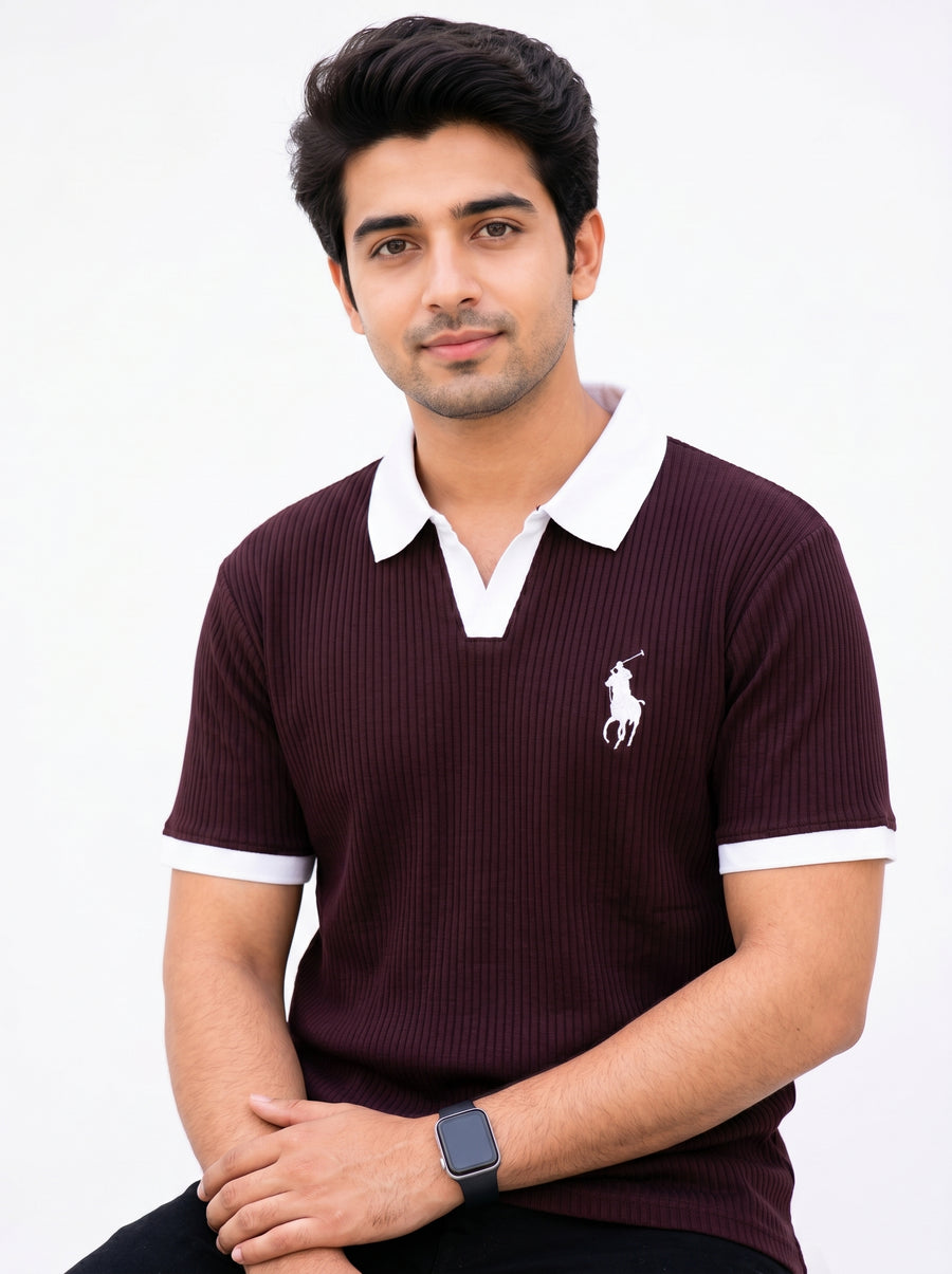 RIB KNIT POLO