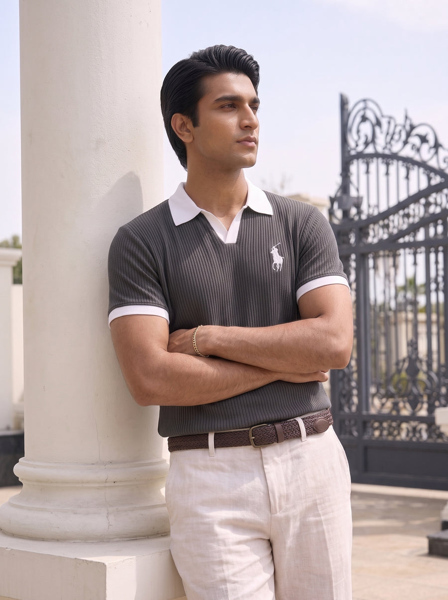 RIB KNIT POLO