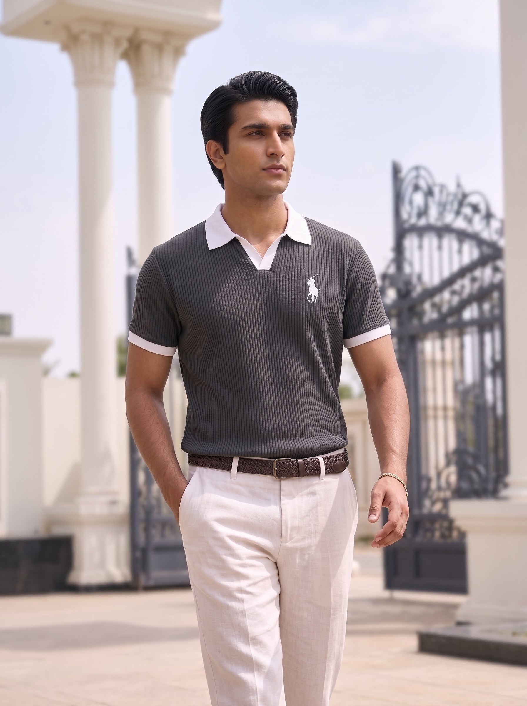 RIB KNIT POLO