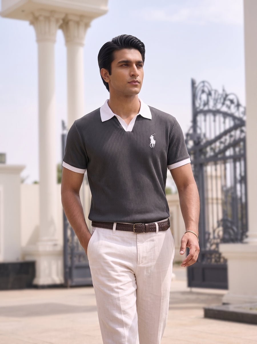 RIB KNIT POLO